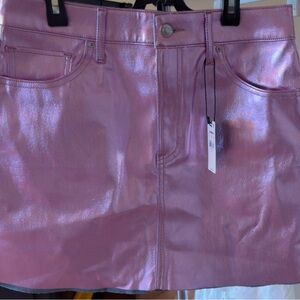 Express Metallic Pink Iridescent Mini Skirt